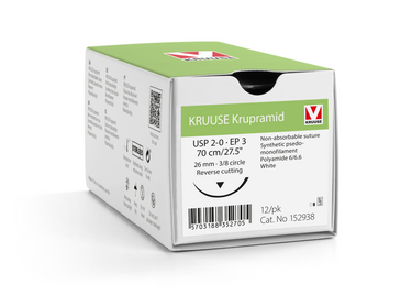 KRUUSE Krupramid Suture, USP 2-0/EP 3, 70 cm/27.5